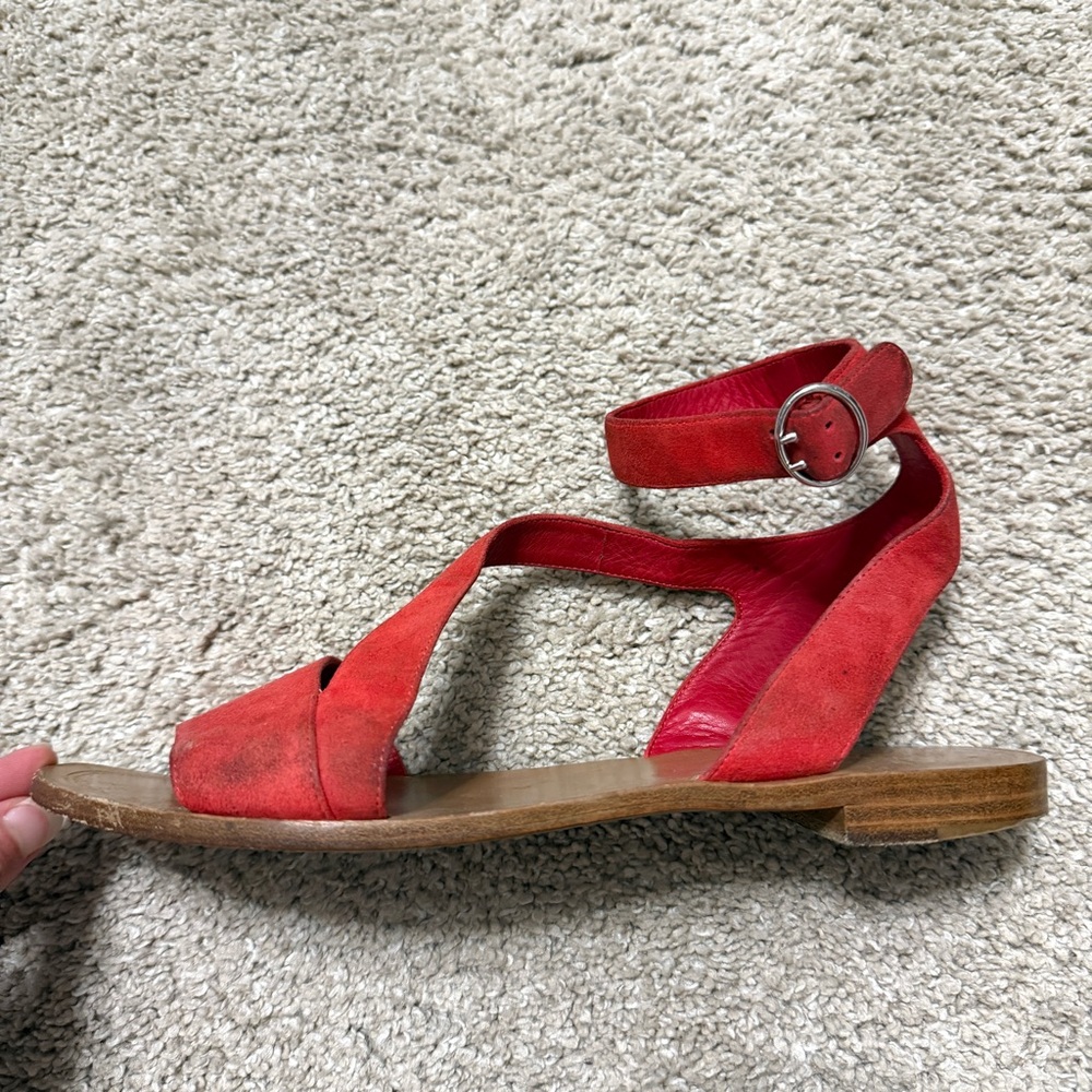 Prada Red Suede Slingback Gladiator Sandals *LEFT ONLY* Amputee 40